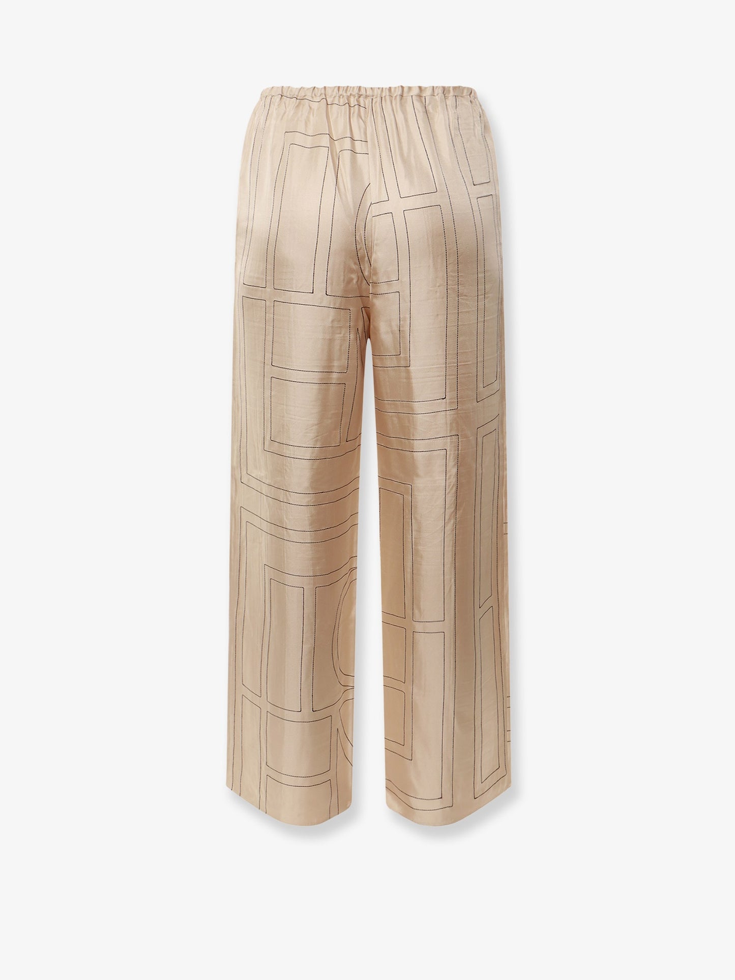 Silk trousers with monogram logo embroidery