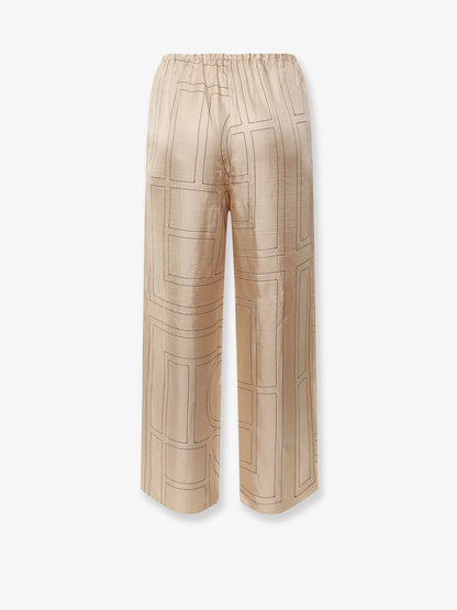Silk trousers with monogram logo embroidery thumbnail