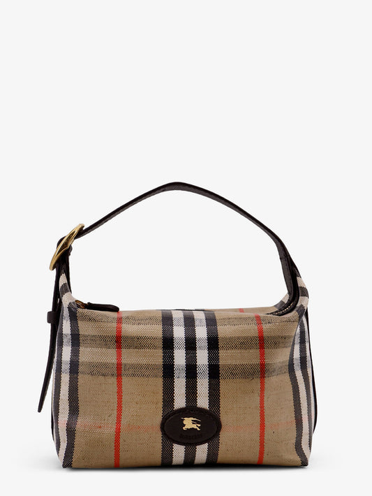 Coated canvas handbag with check pattern