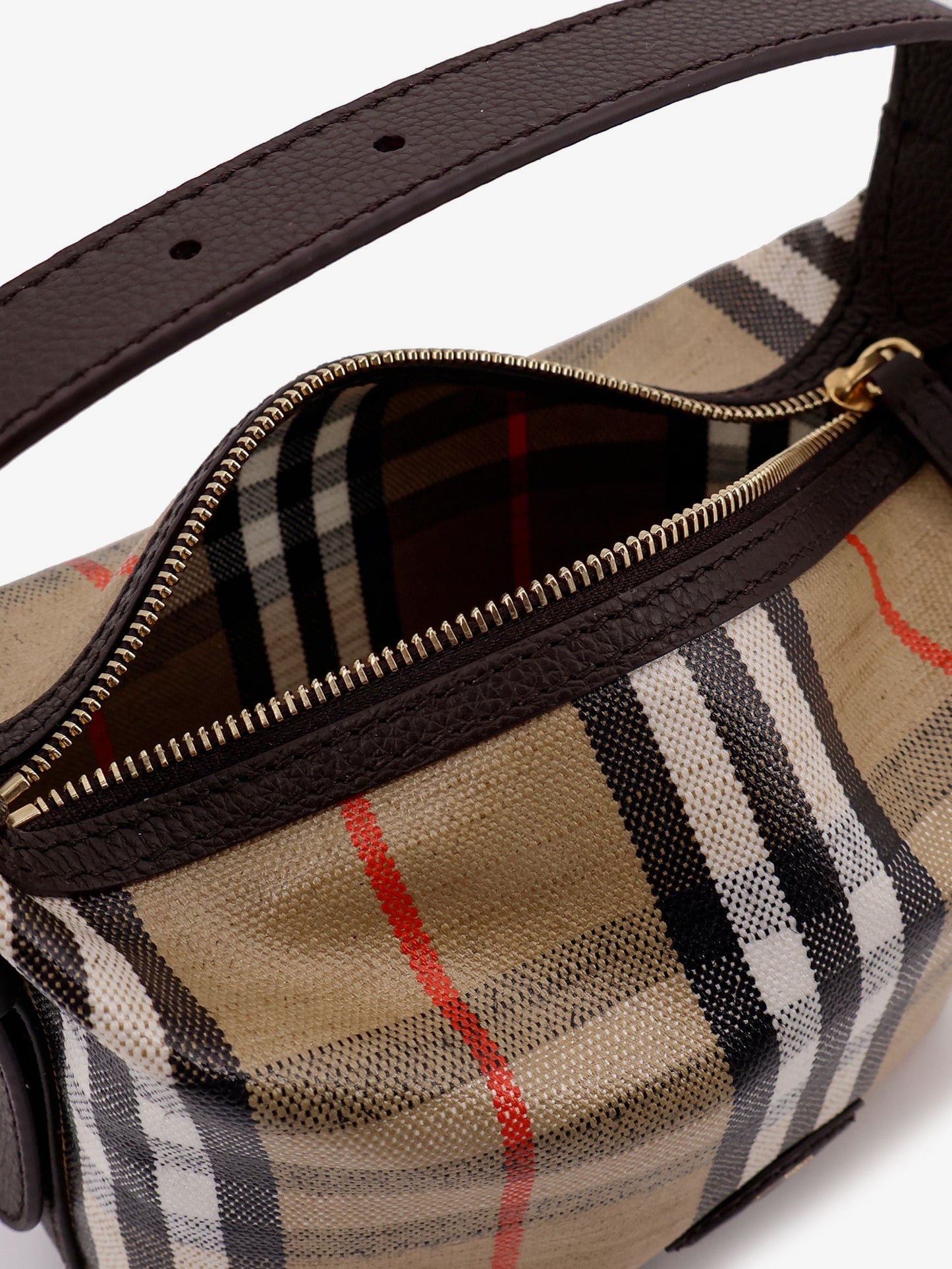 Coated canvas handbag with check pattern