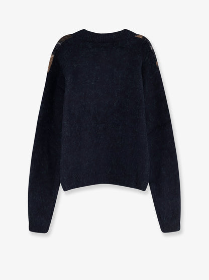 Unisex diamond pattern alpaca blend cardigan thumbnail
