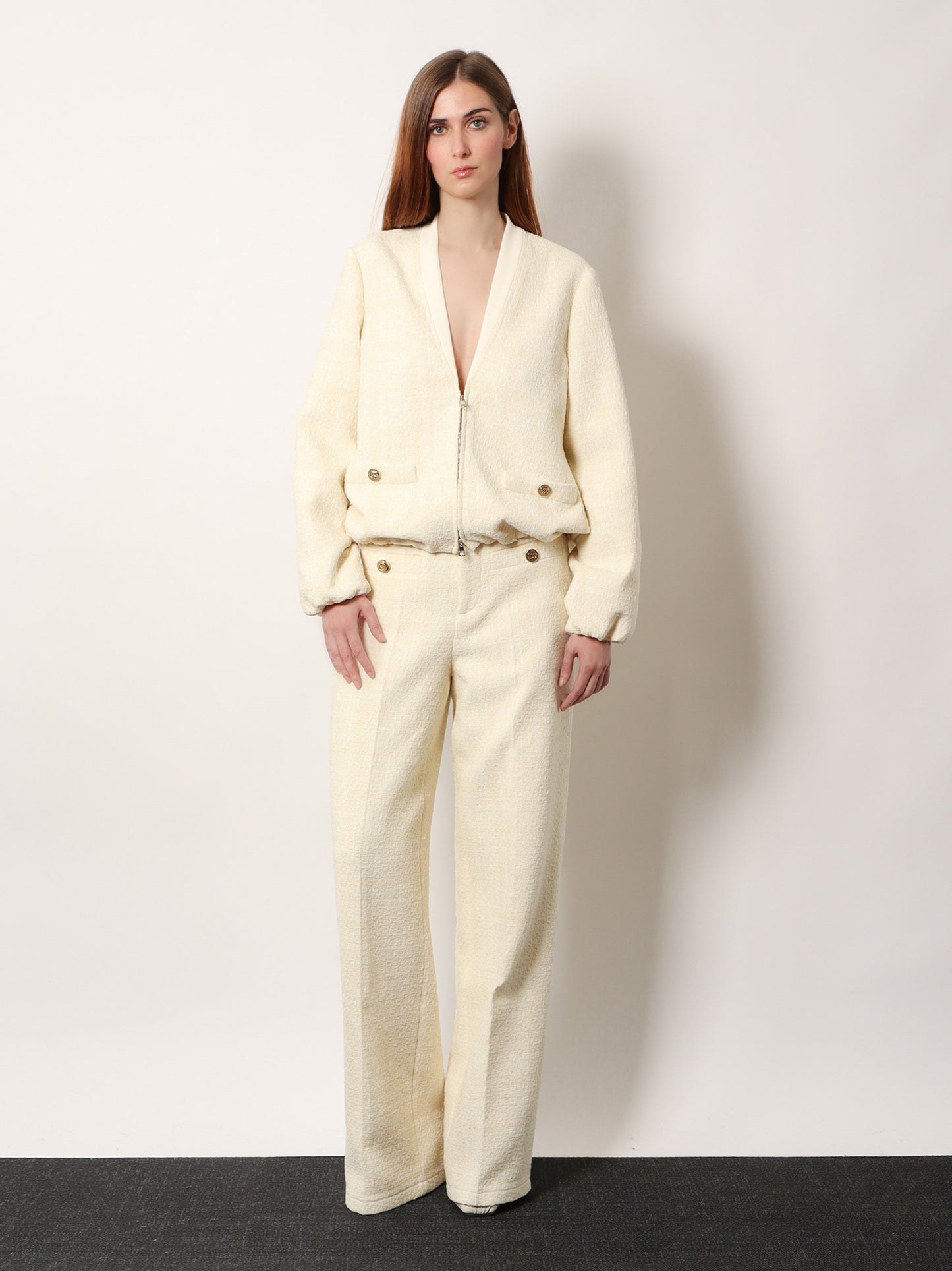 Cotton blend trousers with checked pattern