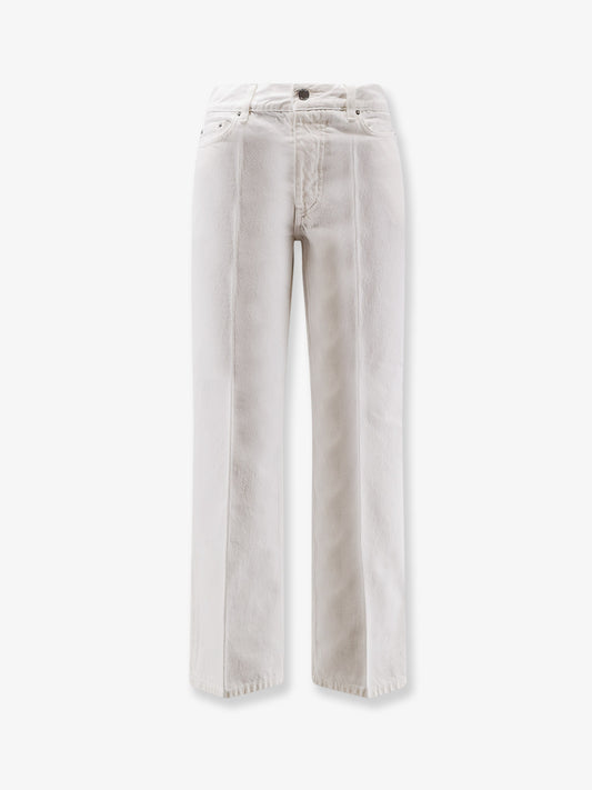 White denim trousers with flared bottom