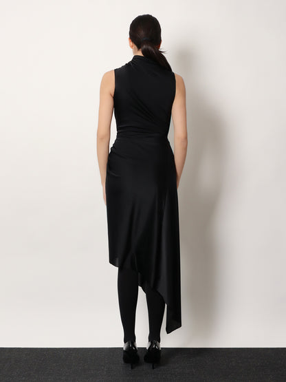 Stretch fabric long asymmetrical dress thumbnail