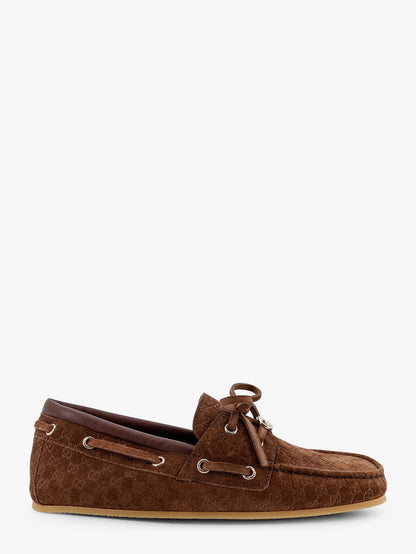 Suede loafers with all-over GG logo thumbnail