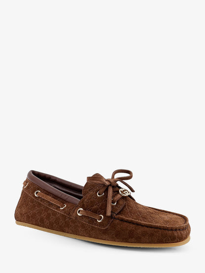 Suede loafers with all-over GG logo thumbnail