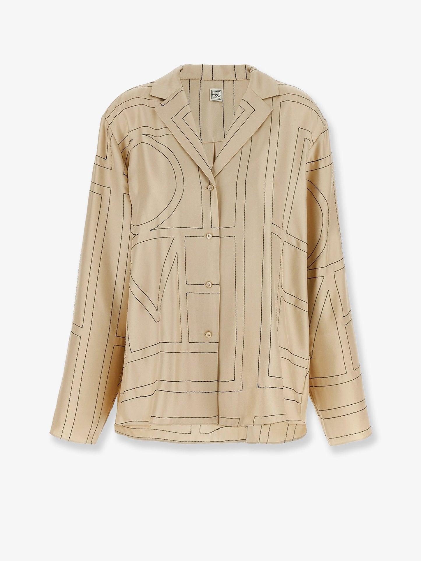 Silk shirt with monogram logo embroidery