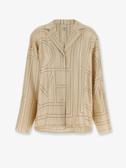 Silk shirt with monogram logo embroidery