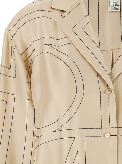 Silk shirt with monogram logo embroidery thumbnail
