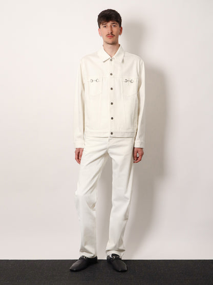 Denim trousers with metal Horsebit detail on the back thumbnail