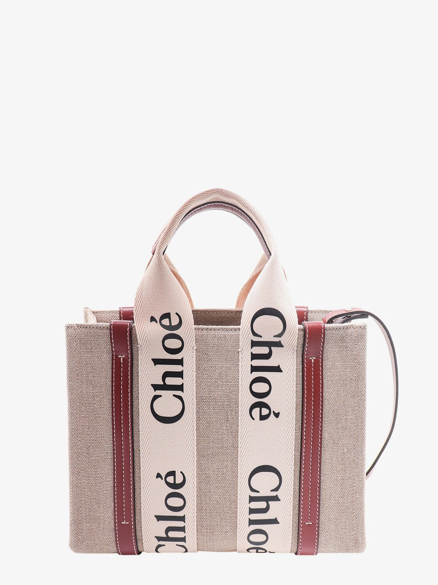 Woody linen and leather Tote Bag