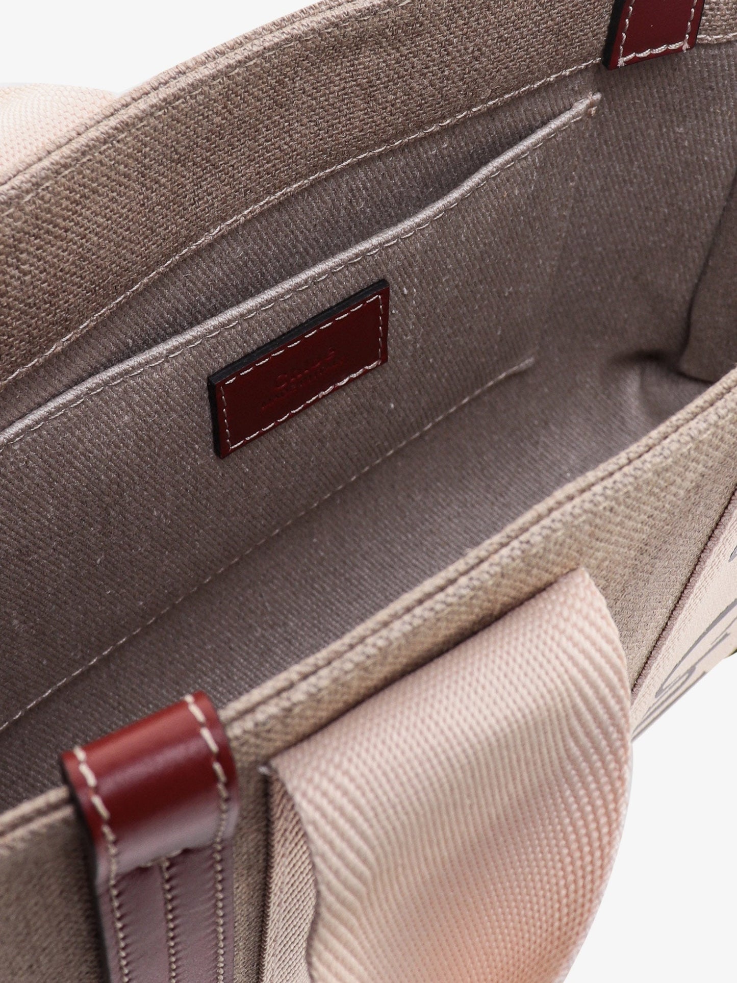 Woody linen and leather Tote Bag