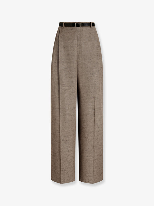 Mélange trousers with belt