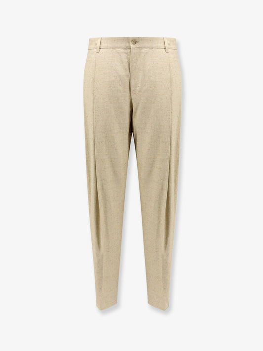 Hemp, linen and silk trousers with tweed effect