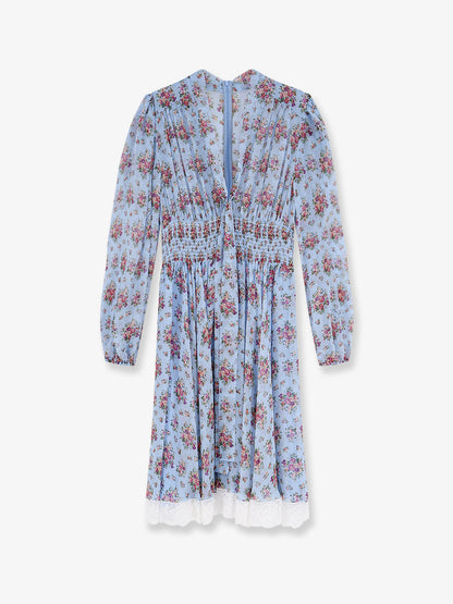 Long chiffon dress with Stampa Mazzo di Fiori print thumbnail