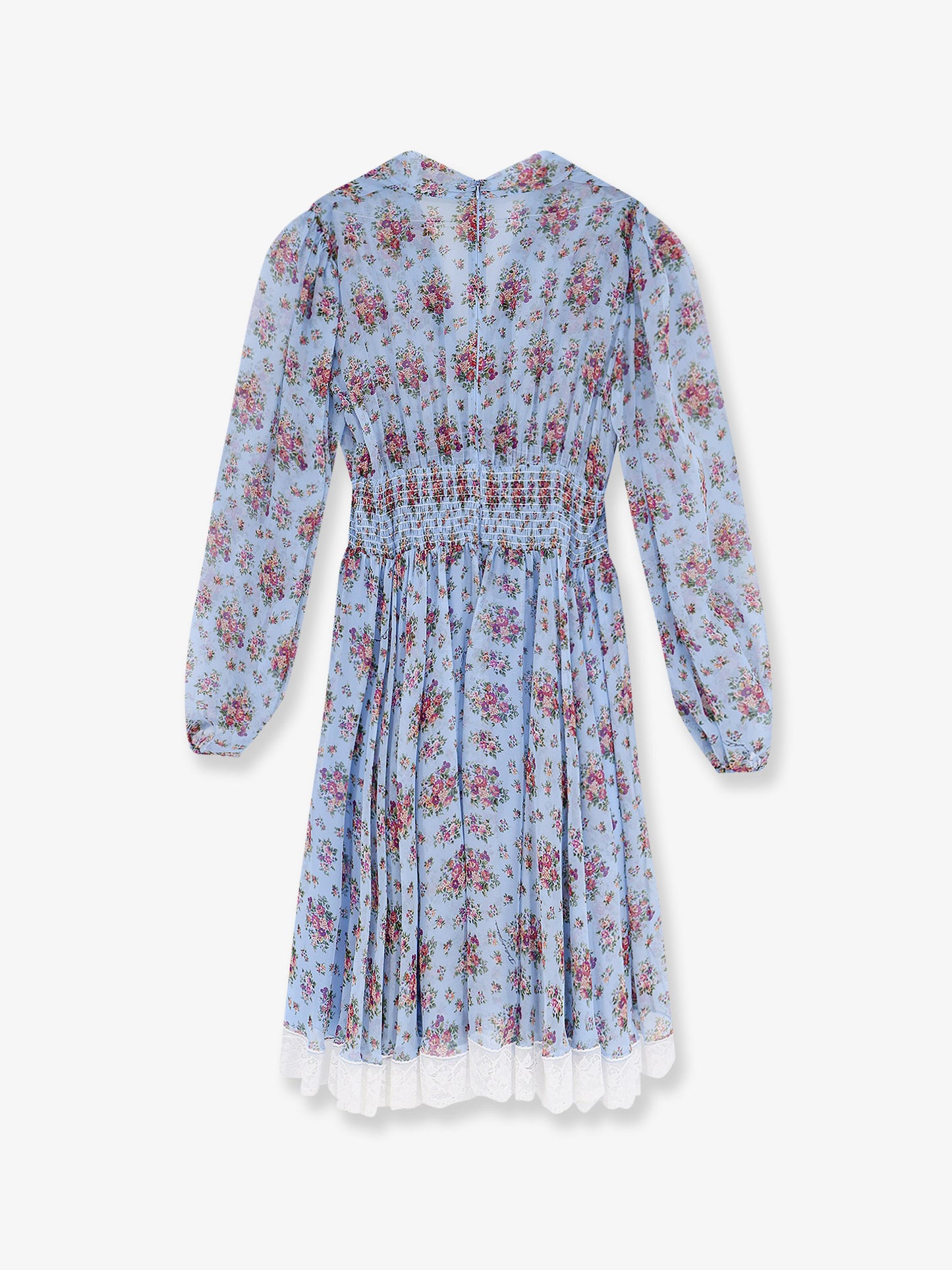 Long chiffon dress with Stampa Mazzo di Fiori print
