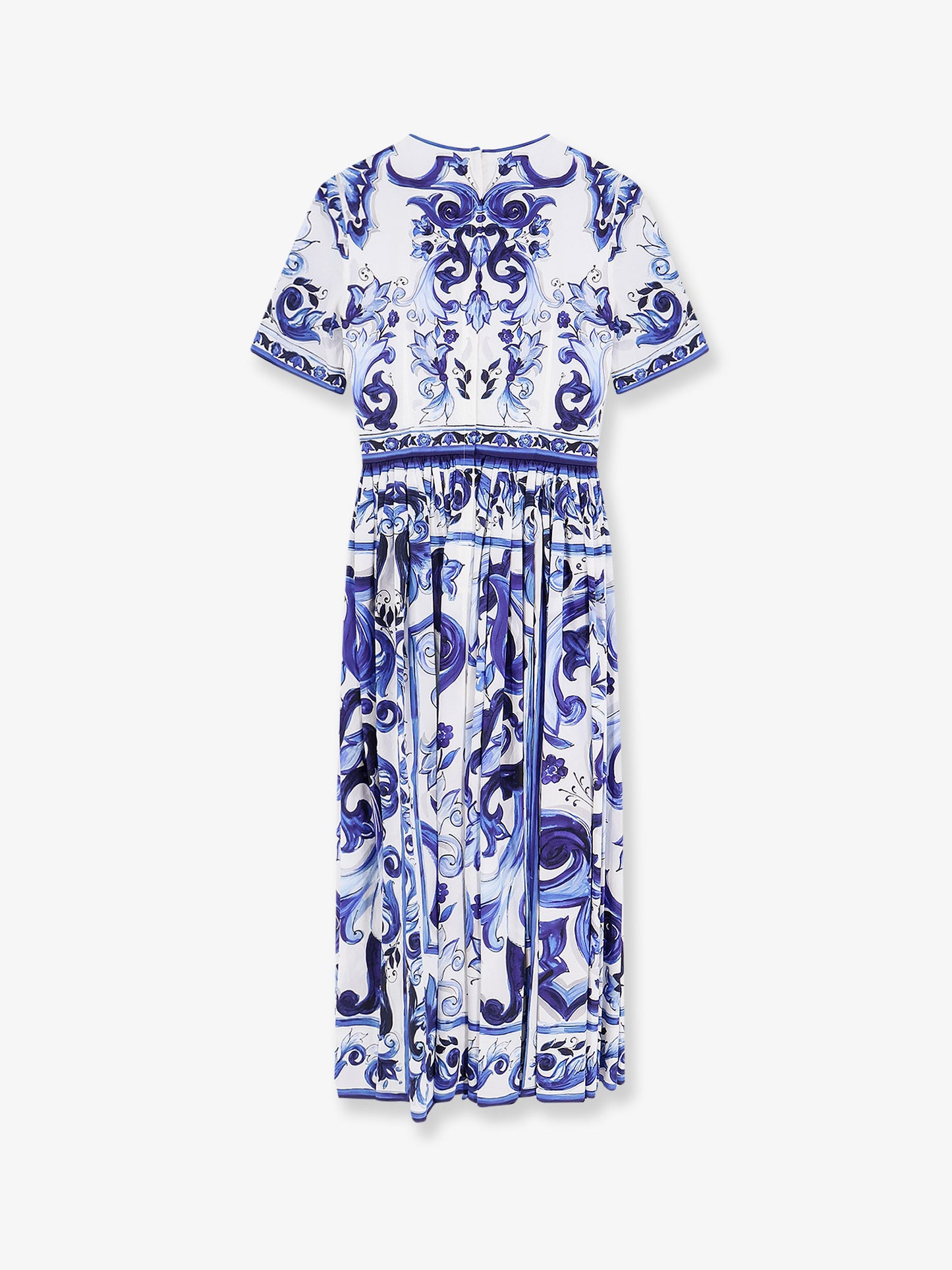Poplin midi dress with Maiolica print