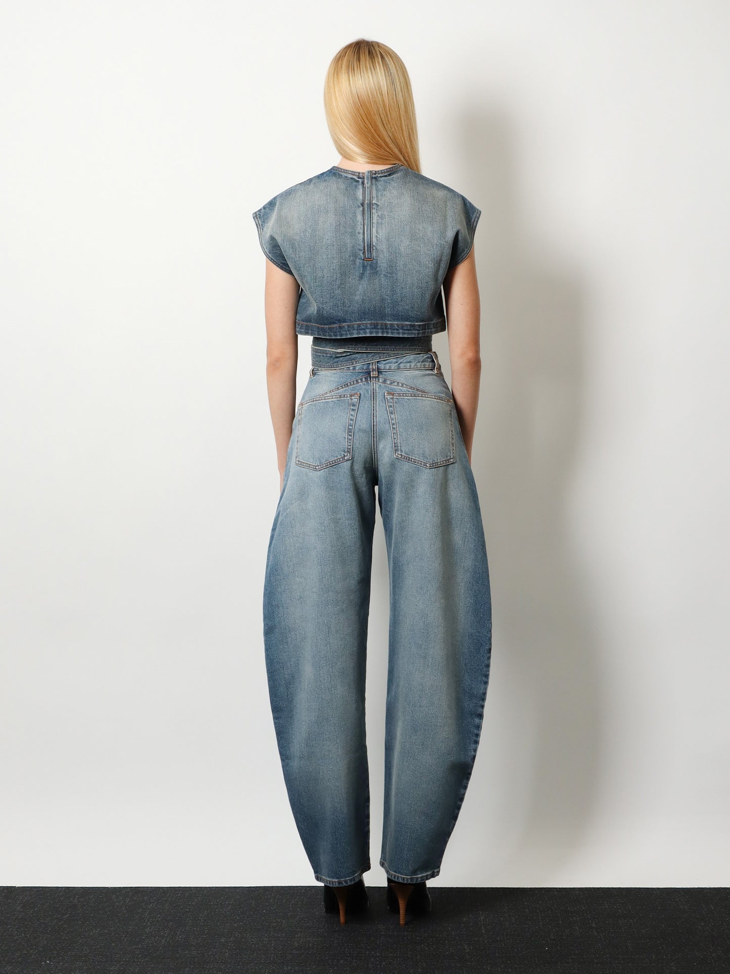 Faded blue denim jeans