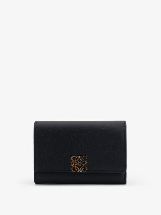 Anagram leather wallet with front logo