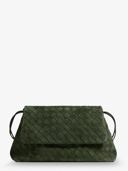 Suede Giorno shoulder bag with Intrecciato pattern