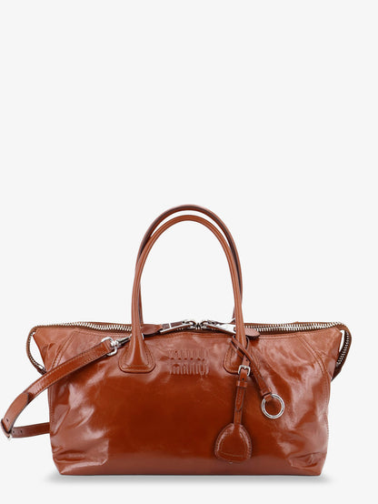 Shiny leather handbag with front lettering logo thumbnail