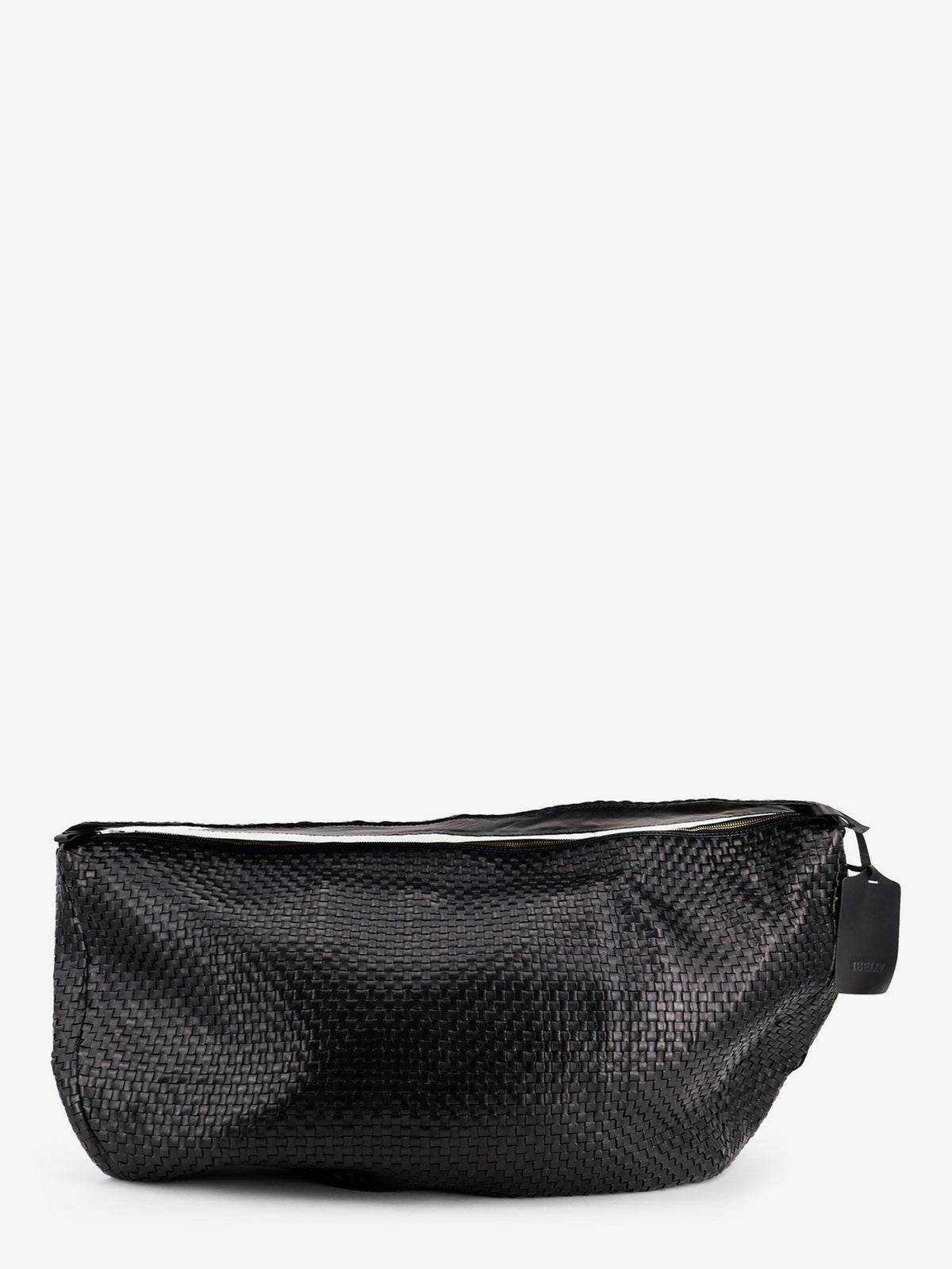 Clip vegetable leather shoulder bag with woven pattern
