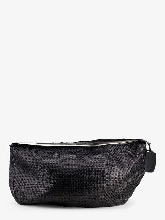 Clip vegetable leather shoulder bag with woven pattern