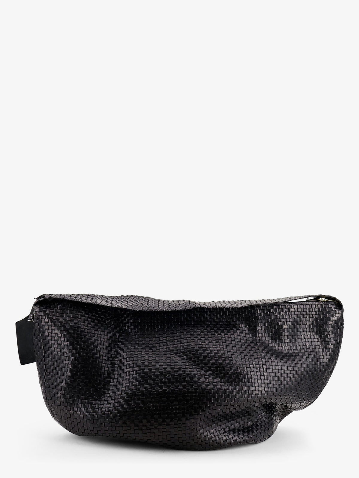 Clip vegetable leather shoulder bag with woven pattern
