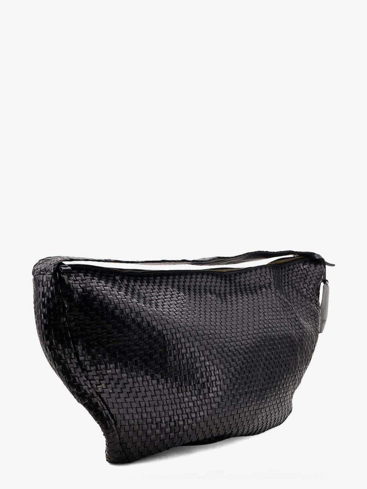 Clip vegetable leather shoulder bag with woven pattern