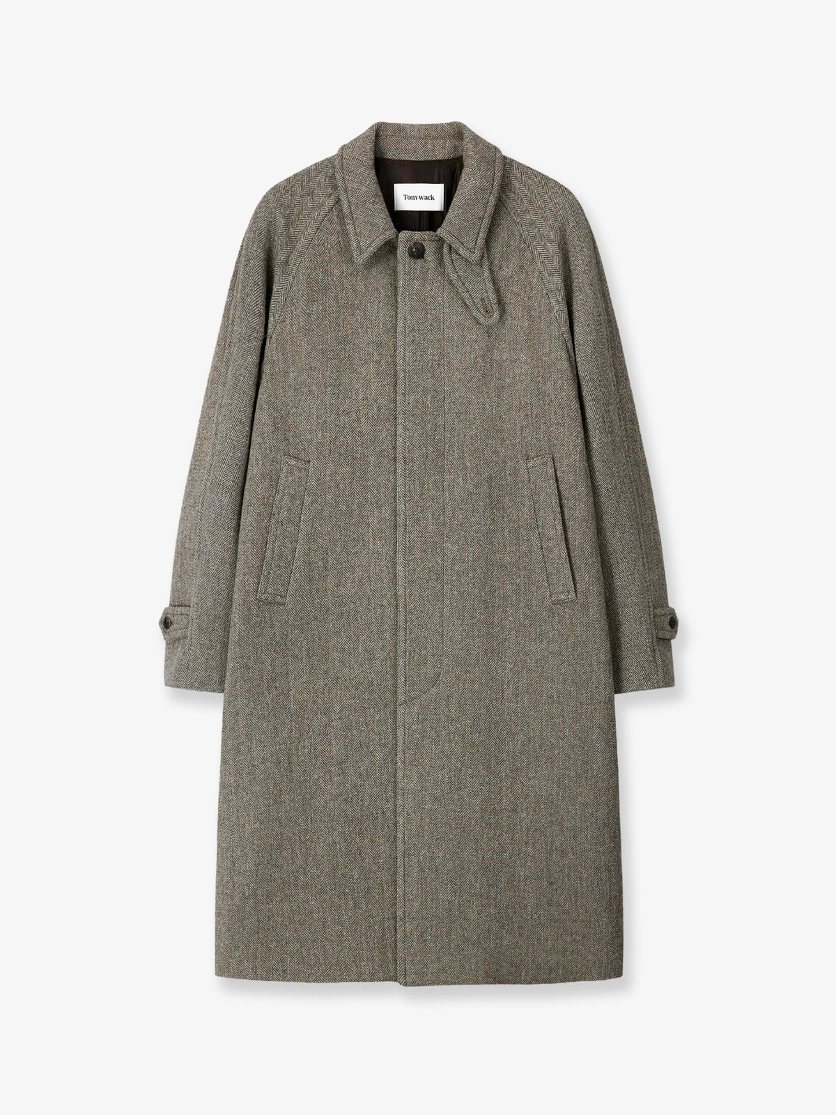 Cappotto Monopetto in lana con motivo spigato