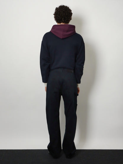 Denim trousers with contrasting embroidered logo thumbnail