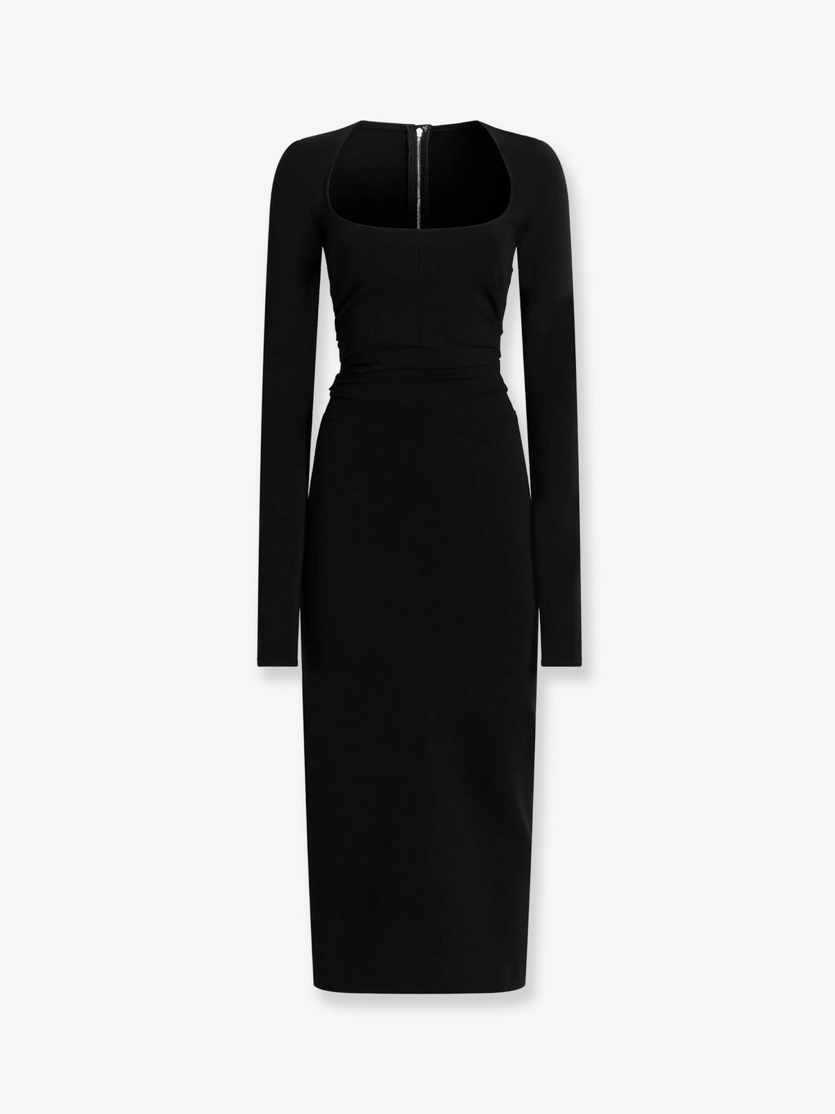 Long jersey dress with side drape