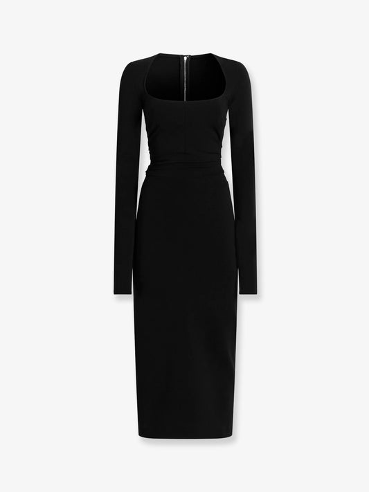 Long jersey dress with side drape