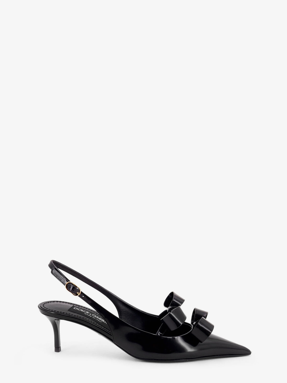 Patent leather sandals with front bow detail