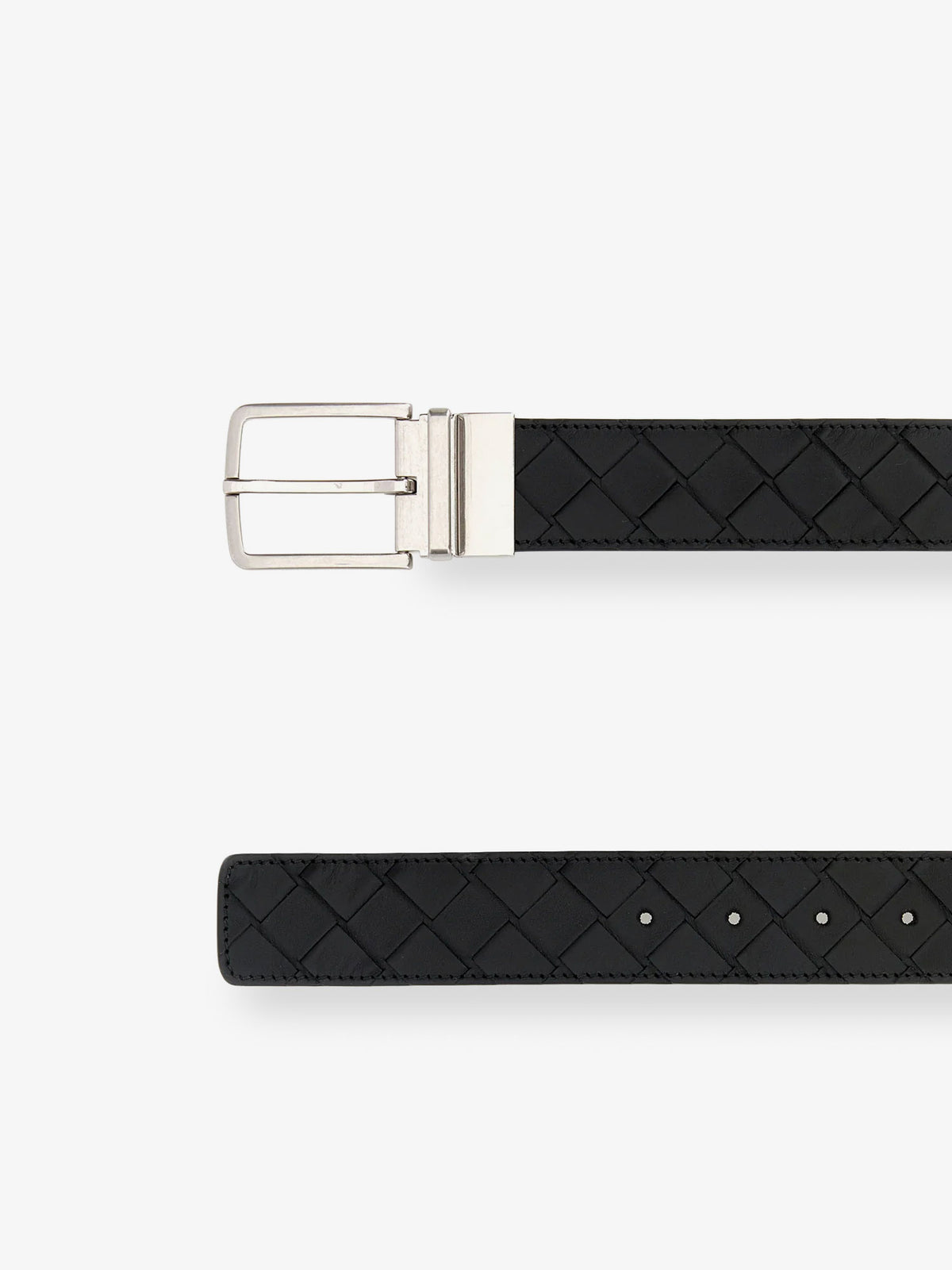 Leather belt with Intrecciato pattern