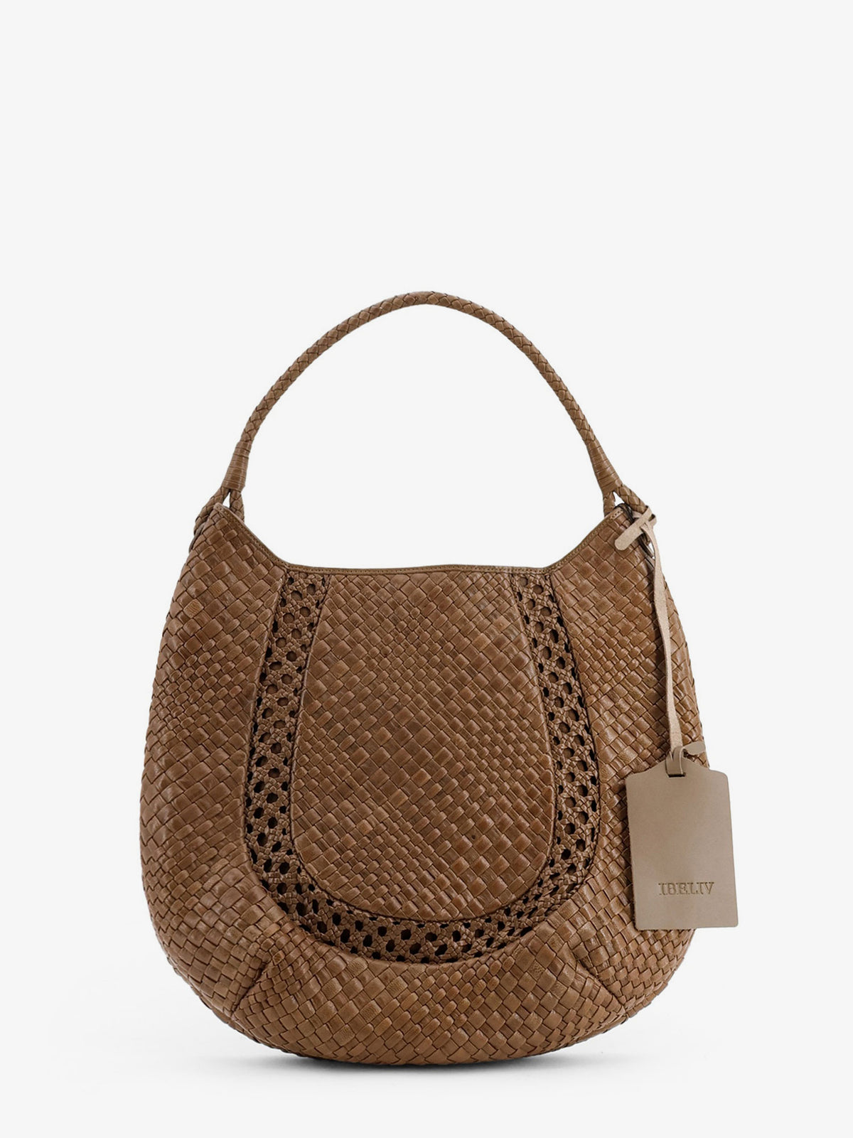 Lamia vegetable leather shoulder bag with woven pattern