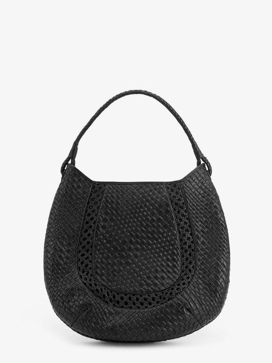 Lamia vegetable leather shoulder bag with woven pattern