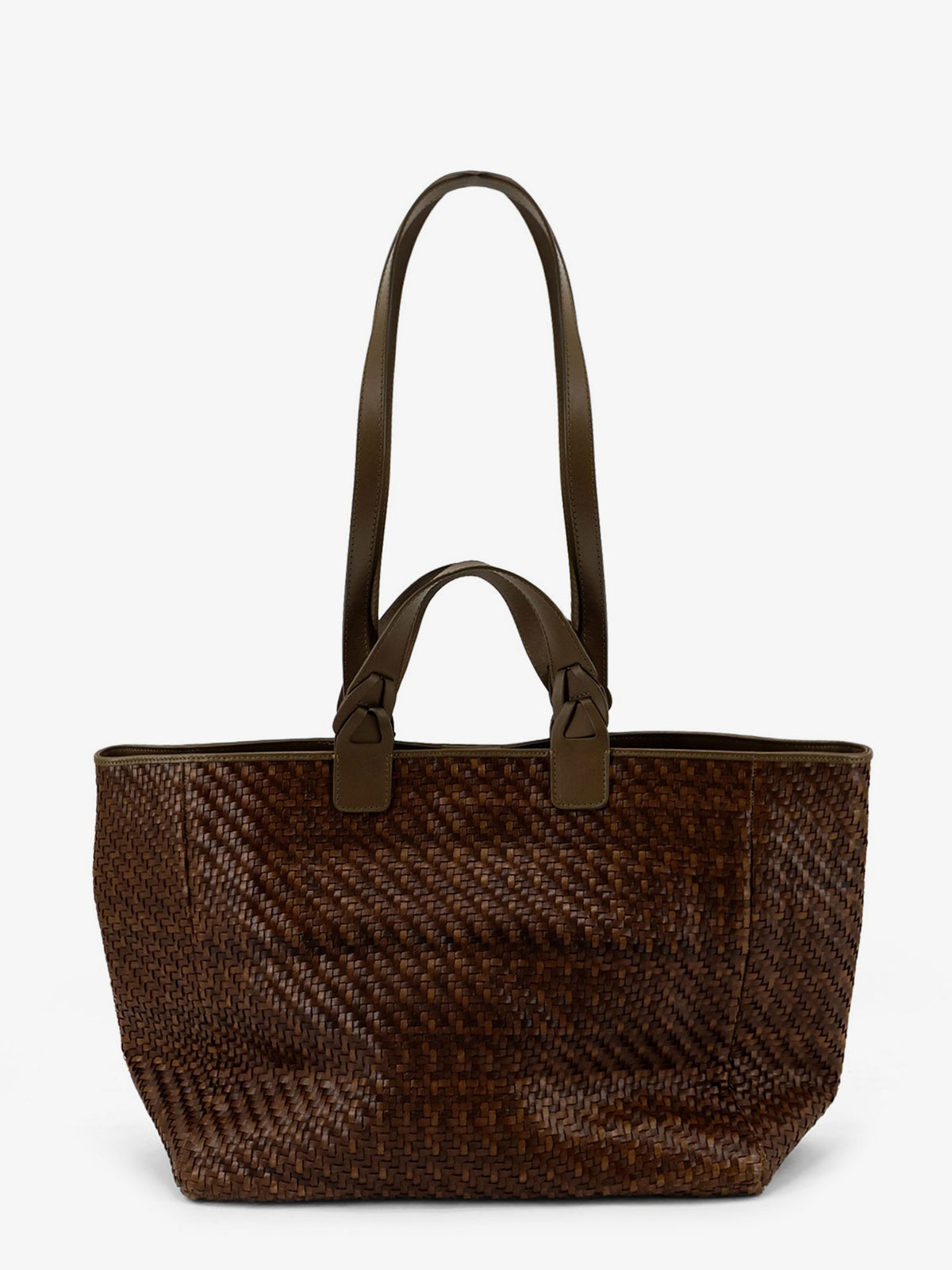 Elmio Medium vegetable leather shoulder bag with woven pattern