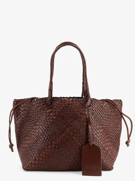 Bazika vegetable leather shoulder bag with woven pattern