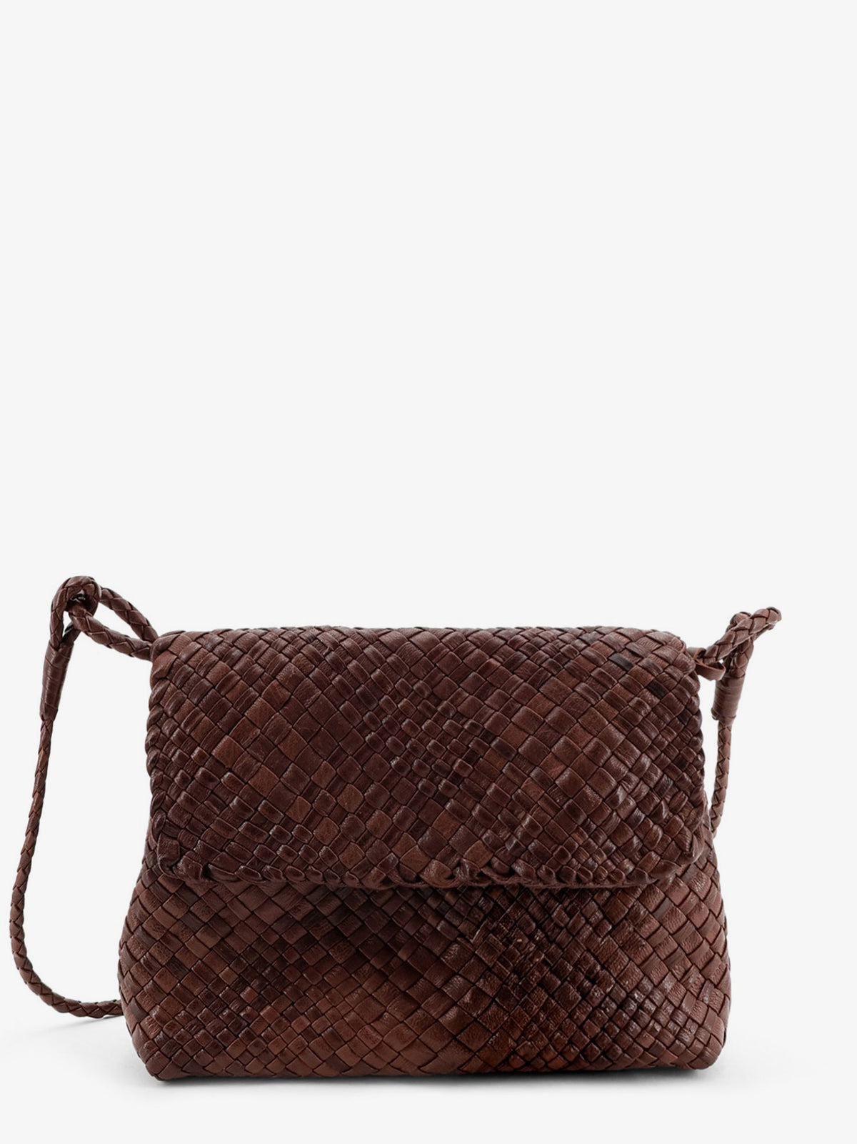Paris vegetable leather shoulder bag with woven pattern