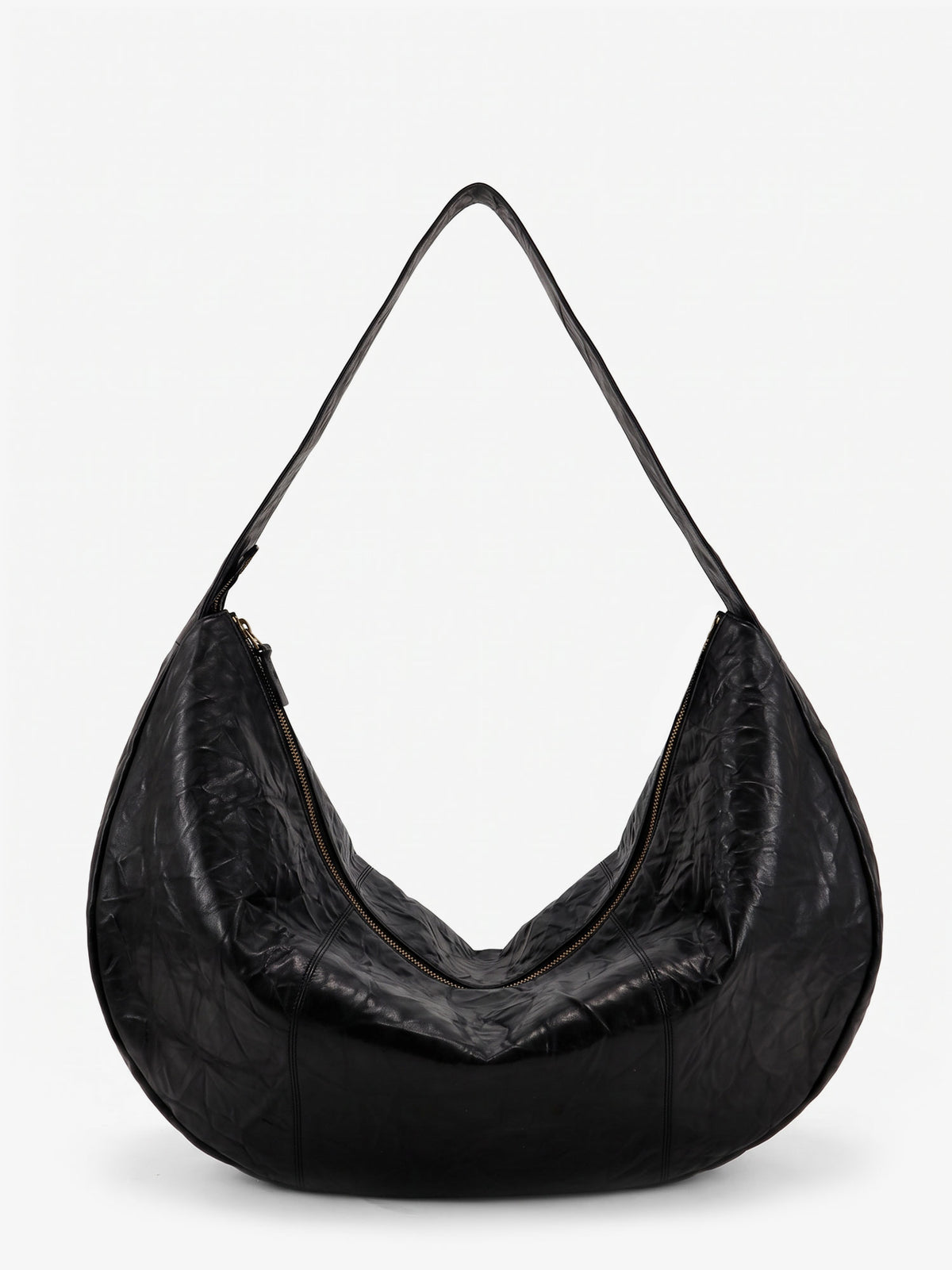 Clip vegetable-tanned leather crossbody bag