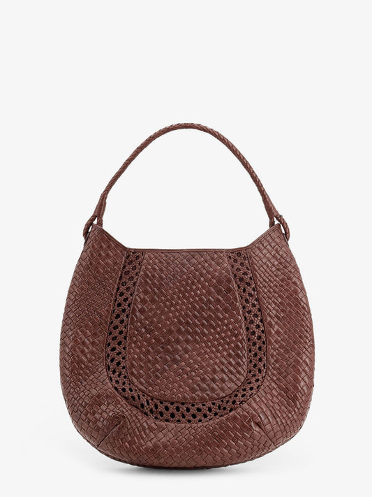 Lamia vegetable-tanned leather shoulder bag with a woven pattern