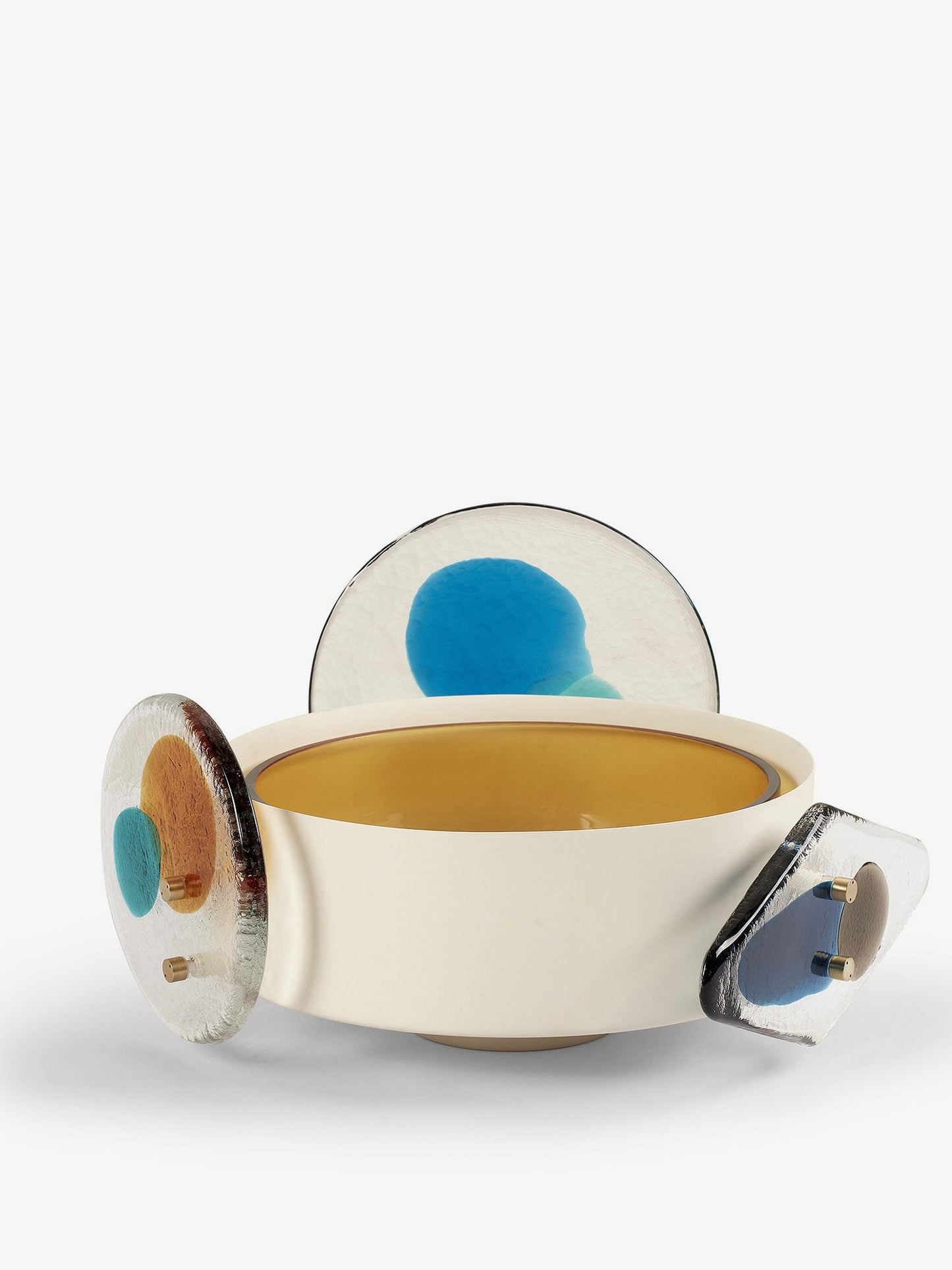 Colourdisc vase in brass with murano glass elements