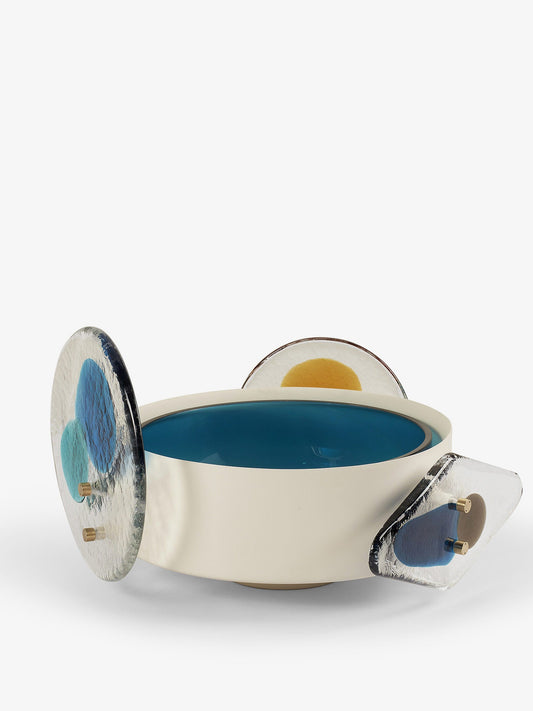 Colourdisc painted brass brass with murano glass decorative elements by venini