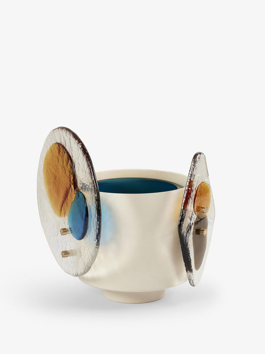 Colourdisc vase in brass and murano glass