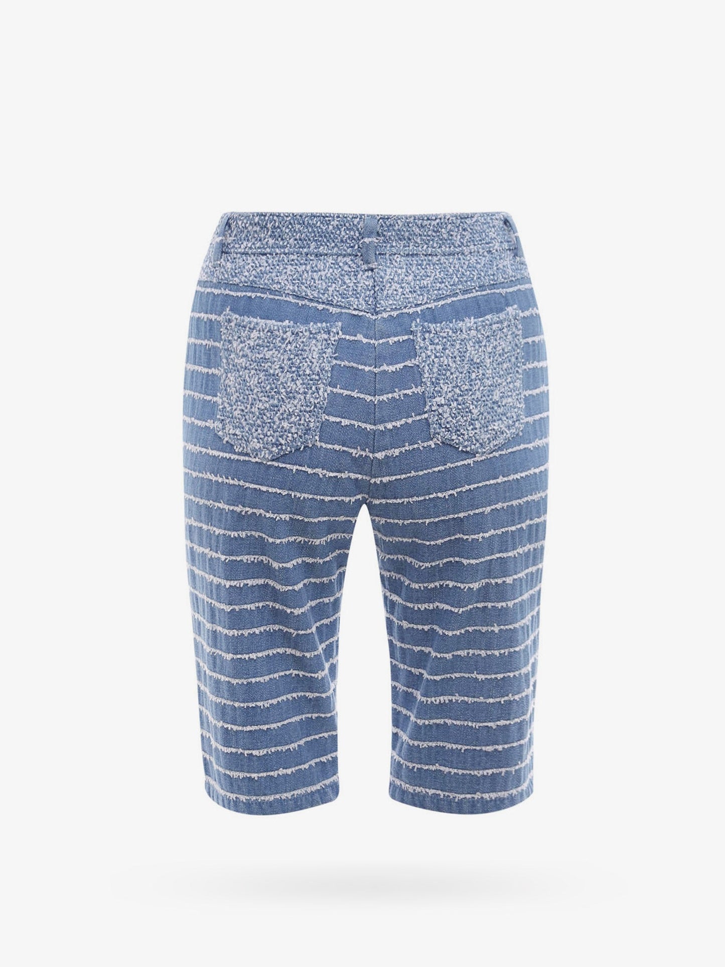 Denim bermuda shorts with tweed profiles