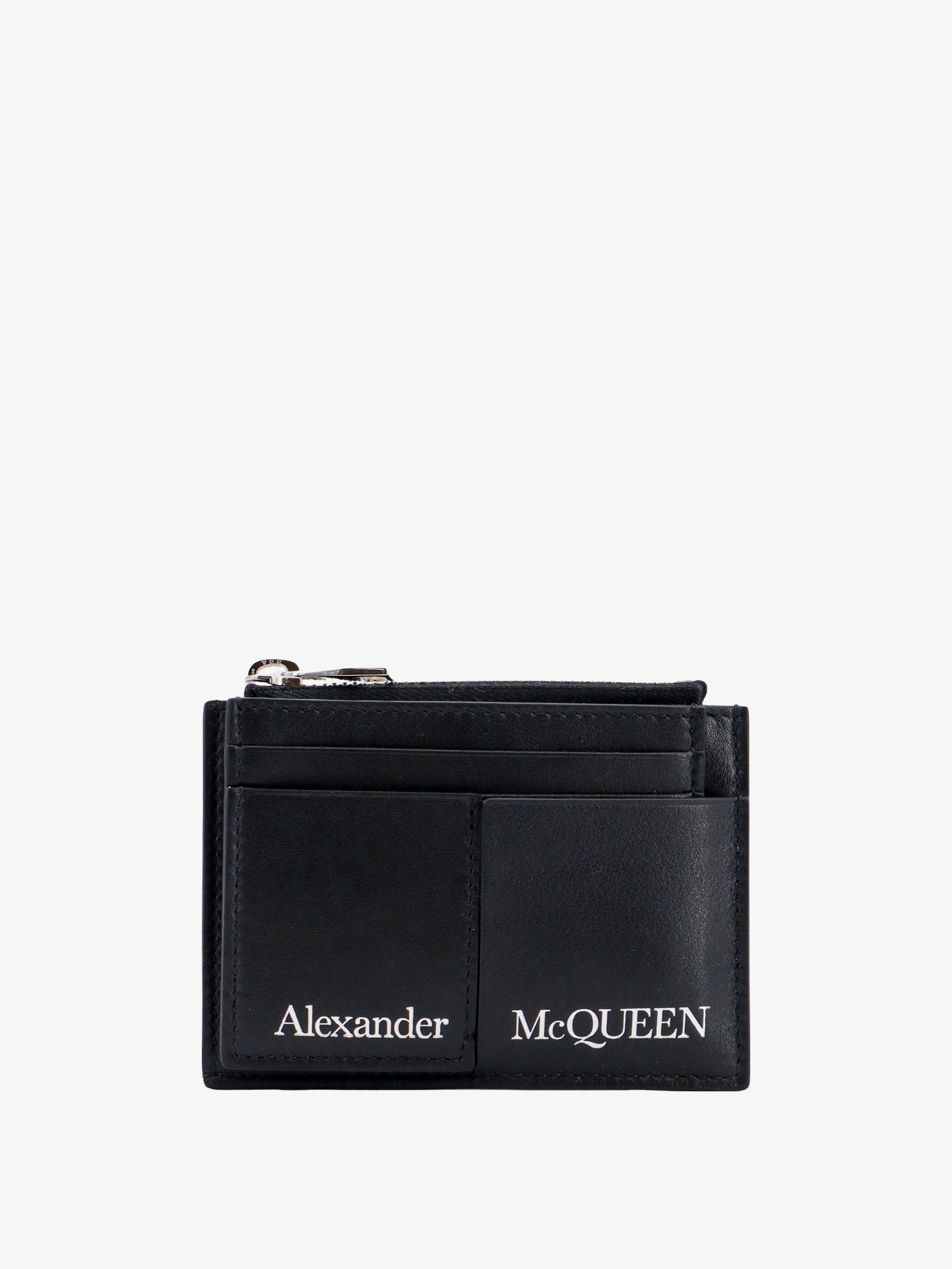 Leather card holder logo print