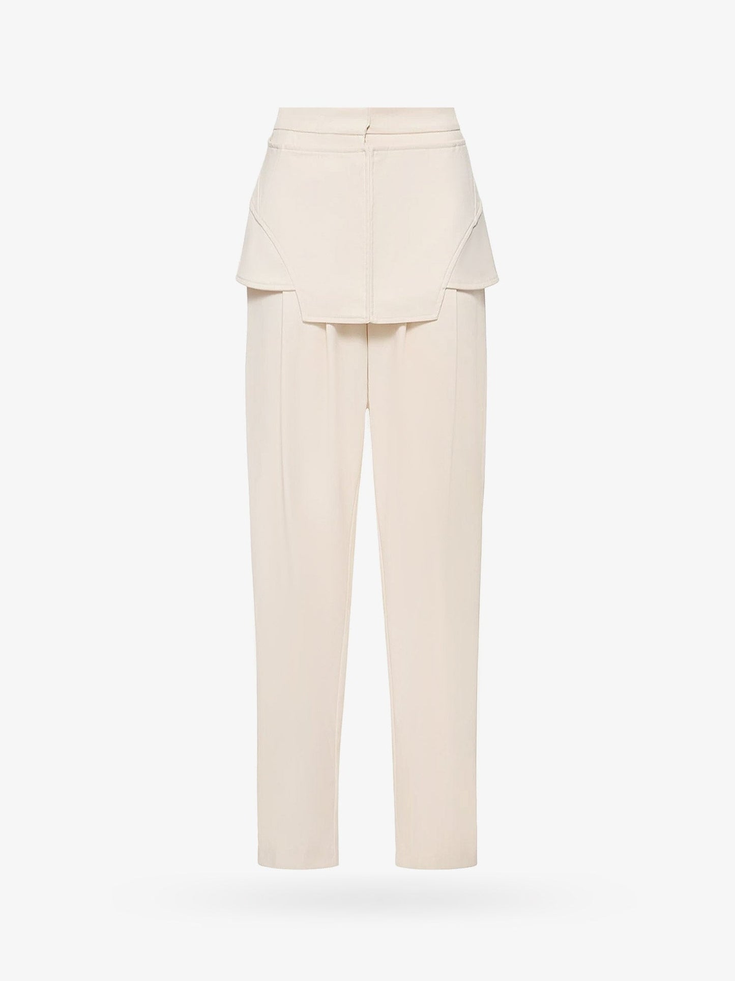 Viscose blend trouser with frontal panels with metal hooks