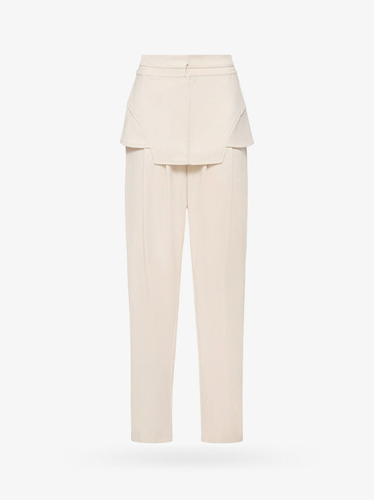 Viscose blend trouser with frontal panels with metal hooks