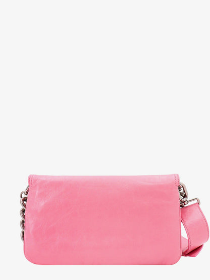 Leather shoulder bag with metal monogram thumbnail